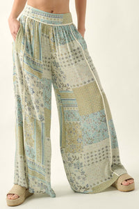 Inner Harmony Floral Patchwork-Print Wide-Leg Pants - ShopPromesa