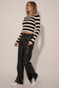 Going Solo Vegan Leather Snap-Cuff Pants - ShopPromesa