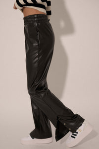 Going Solo Vegan Leather Snap-Cuff Pants - ShopPromesa