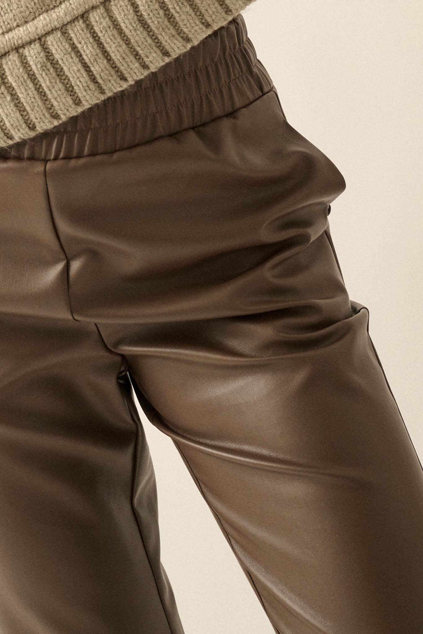 Going Solo Vegan Leather Snap-Cuff Pants - ShopPromesa