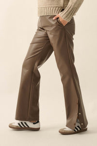 Going Solo Vegan Leather Snap-Cuff Pants - ShopPromesa