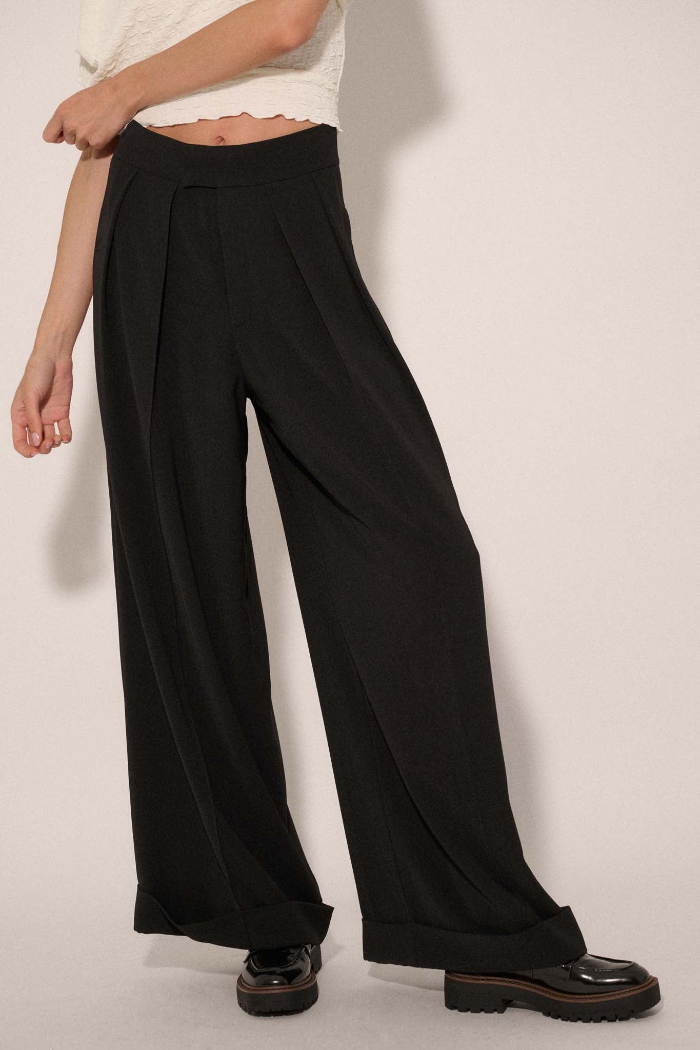 Hit Your Stride Pleat-Front Cuffed Wide-Leg Pants - ShopPromesa