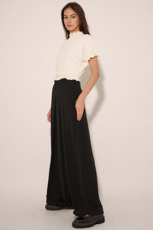 Hit Your Stride Pleat-Front Cuffed Wide-Leg Pants - ShopPromesa