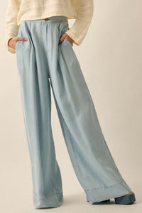 Out of the Blue Pleated Denim Wide-Leg Pants - ShopPromesa