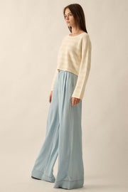Out of the Blue Pleated Denim Wide-Leg Pants - ShopPromesa