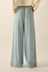 Out of the Blue Pleated Denim Wide-Leg Pants - ShopPromesa