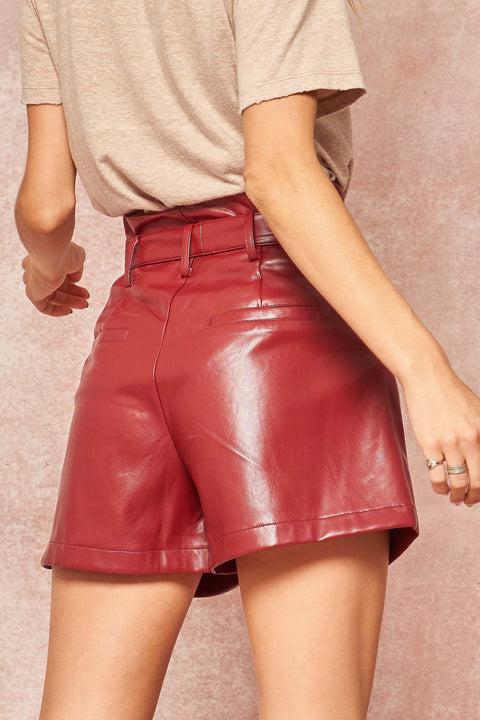 Hot Stuff Belted Vegan Leather Shorts - ShopPromesa