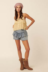 Flirty Dancing Acid-Wash Denim Ruffle Shorts - ShopPromesa