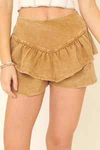 Flirty Dancing Acid-Wash Denim Ruffle Shorts - ShopPromesa