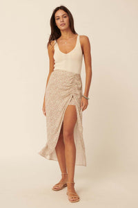 Lost in a Dream Ruched Floral-Print Midi Skort - ShopPromesa