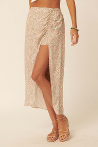 Lost in a Dream Ruched Floral-Print Midi Skort - ShopPromesa