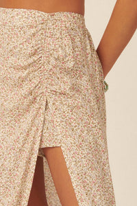 Lost in a Dream Ruched Floral-Print Midi Skort - ShopPromesa