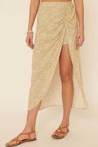 Lost in a Dream Ruched Floral-Print Midi Skort - ShopPromesa