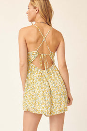 In the Valley Floral Open-Back Cami Romper - ShopPromesa
