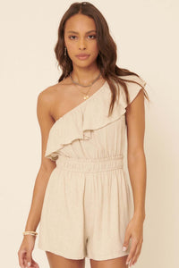 Feeling Free Ruffled One-Shoulder Romper - ShopPromesa