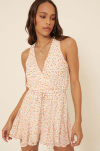 Graceful Blooms Floral Wide-Leg Surplice Romper - ShopPromesa