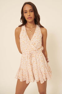 Graceful Blooms Floral Wide-Leg Surplice Romper - ShopPromesa