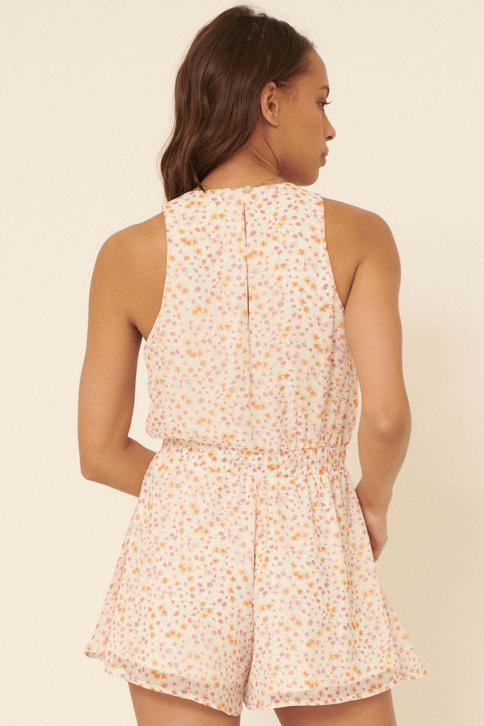 Graceful Blooms Floral Wide-Leg Surplice Romper - ShopPromesa