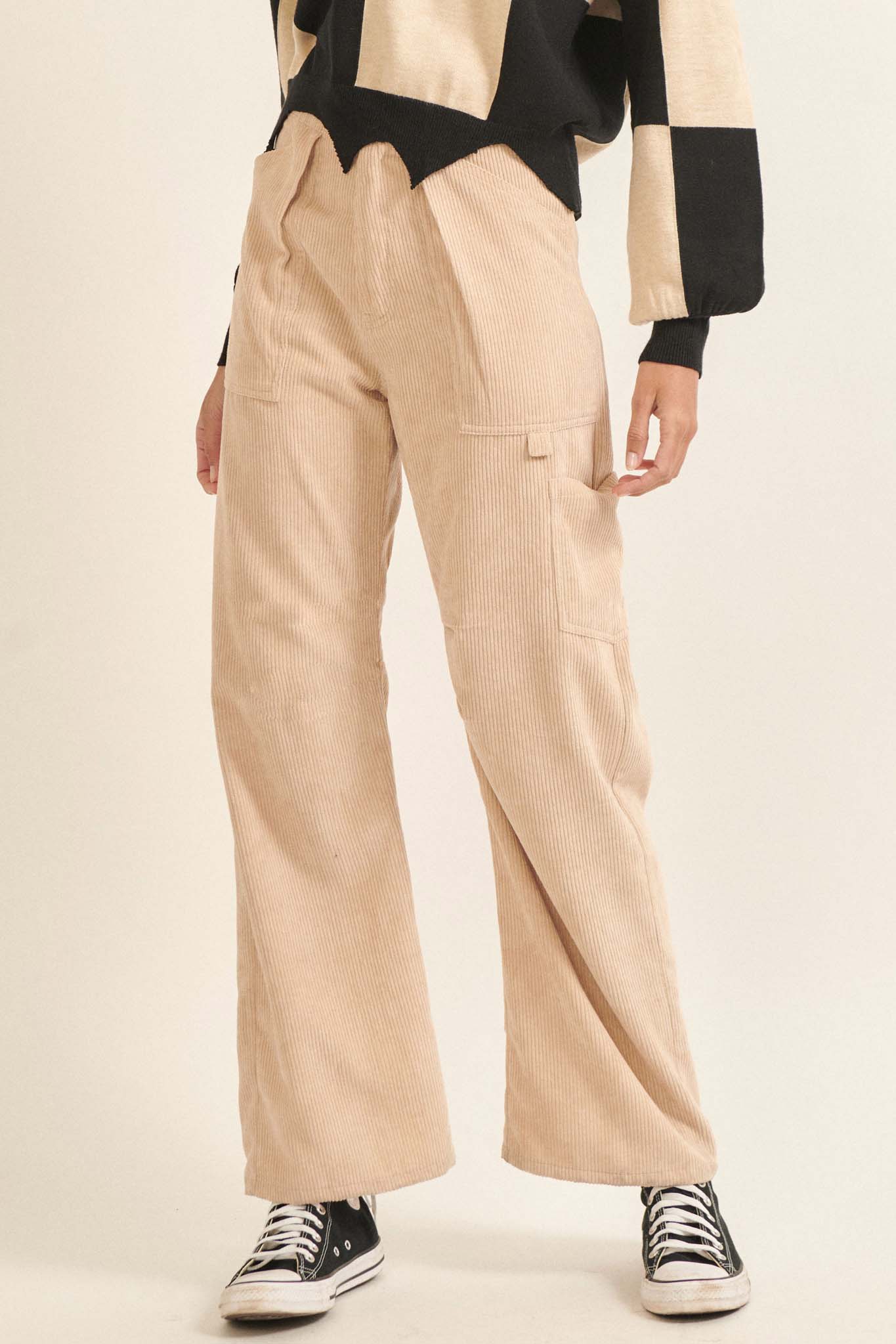 On the Move Pleated Corduroy Cargo Pants - ShopPromesa