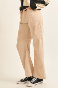 On the Move Pleated Corduroy Cargo Pants - ShopPromesa