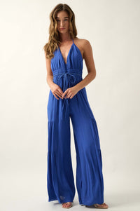 Tier Me Out Tiered Wide-Leg Crepe Halter Jumpsuit - ShopPromesa