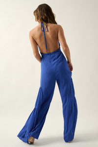 Tier Me Out Tiered Wide-Leg Crepe Halter Jumpsuit - ShopPromesa