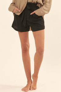 Come Alive Belted Crepe Paperbag Shorts - ShopPromesa