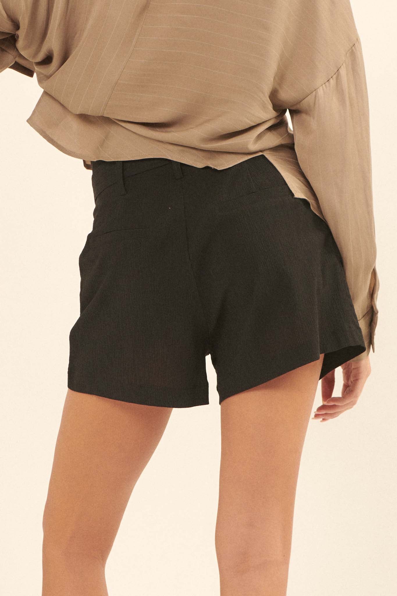 Come Alive Belted Crepe Paperbag Shorts - ShopPromesa