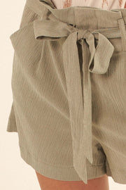 Come Alive Belted Crepe Paperbag Shorts - ShopPromesa