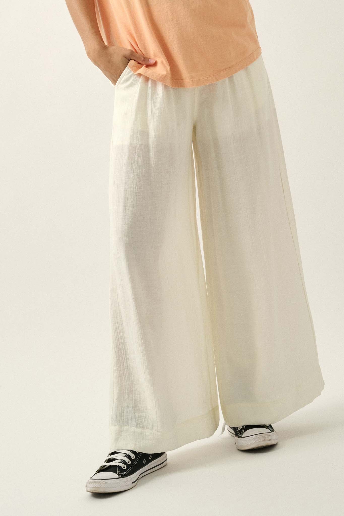 Walk of Life Textured Crepe Wide-Leg Pants - ShopPromesa