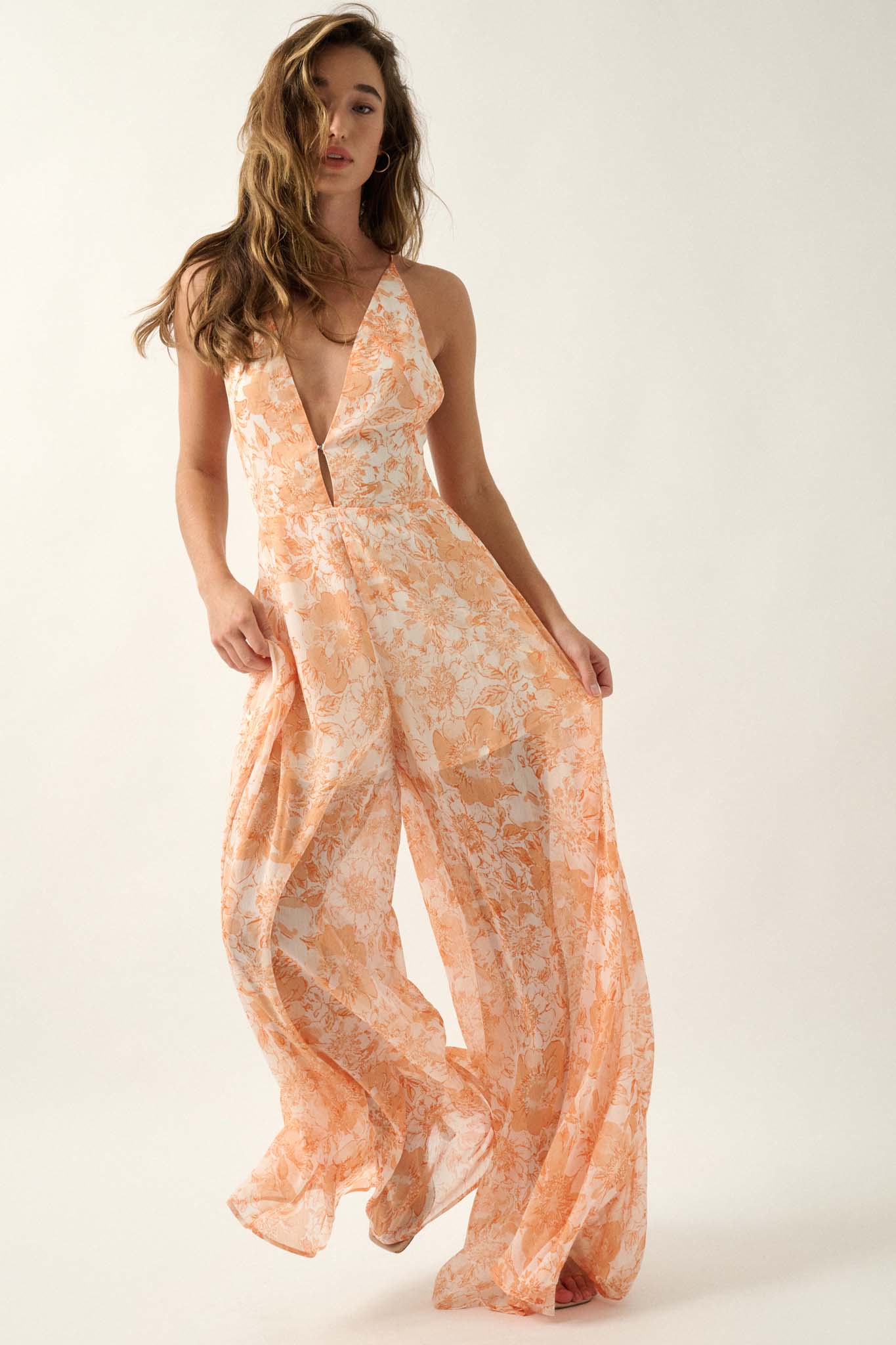 Sublime Beauty Floral Chiffon Wide-Leg Jumpsuit - ShopPromesa