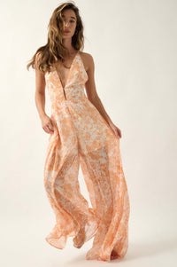 Sublime Beauty Floral Chiffon Wide-Leg Jumpsuit - ShopPromesa