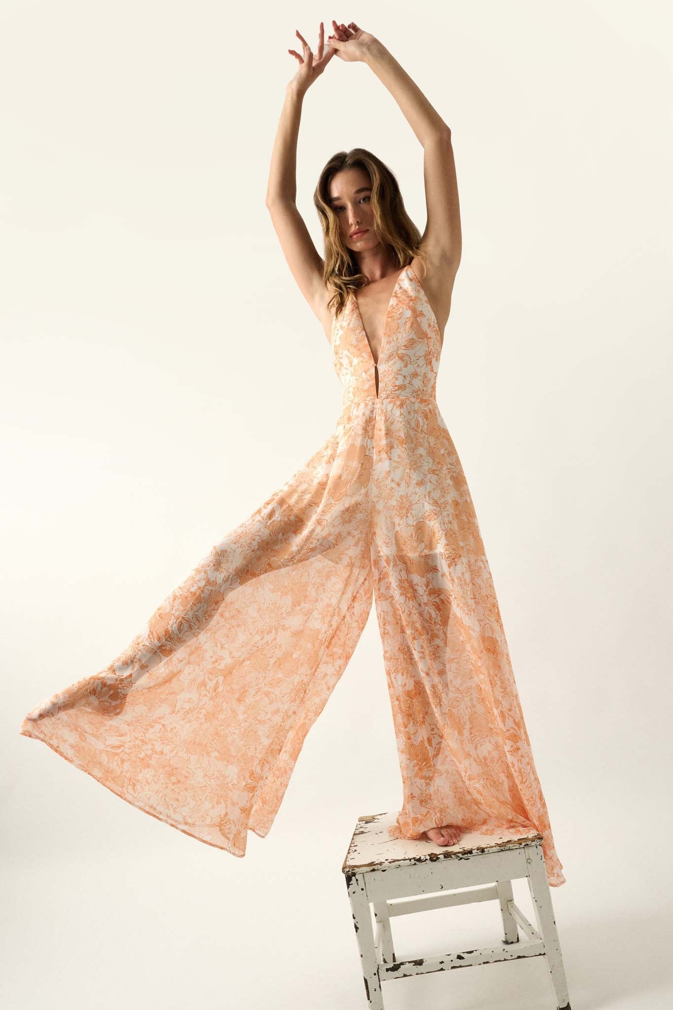 Sublime Beauty Floral Chiffon Wide-Leg Jumpsuit - ShopPromesa