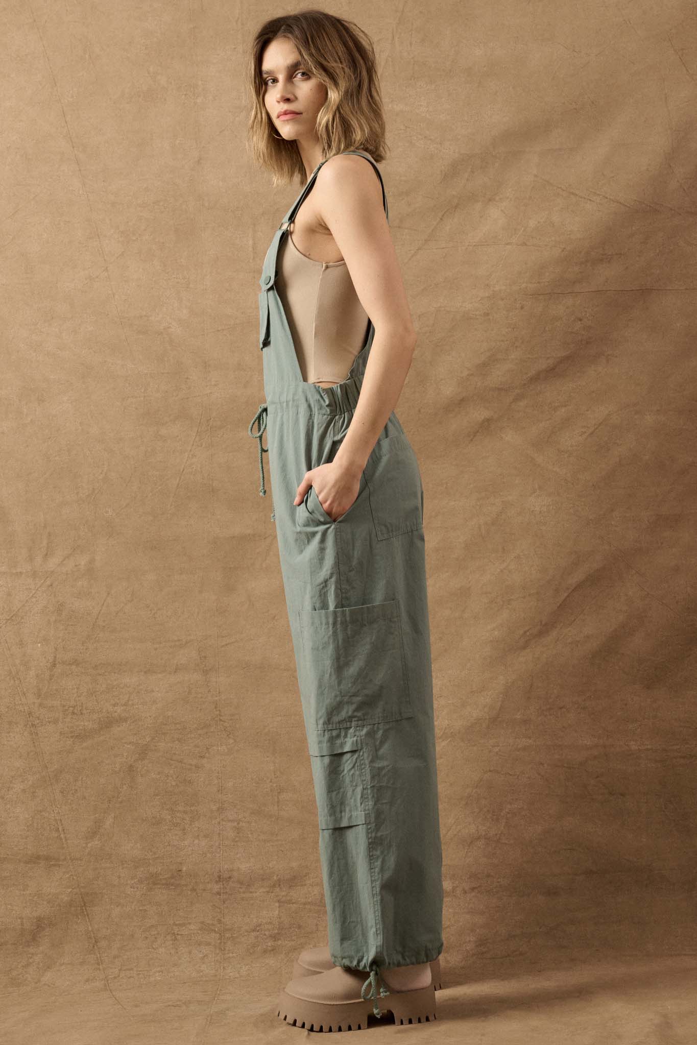 Hardly Working Drawstring Cargo Overalls - ShopPromesa