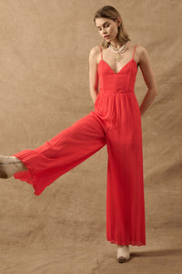 In Vogue Accordion Pleated Wide-Leg Corset Jumpsuit - ShopPromesa