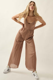 In Vogue Accordion Pleated Wide-Leg Corset Jumpsuit - ShopPromesa
