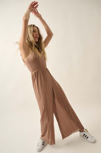 In Vogue Accordion Pleated Wide-Leg Corset Jumpsuit - ShopPromesa