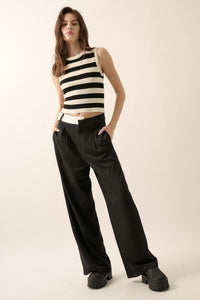 Making Strides Asymmetrical-Waist Pleated Pants - ShopPromesa