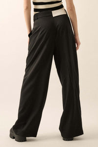 Making Strides Asymmetrical-Waist Pleated Pants - ShopPromesa