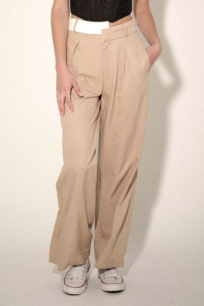 Making Strides Asymmetrical-Waist Pleated Pants - ShopPromesa