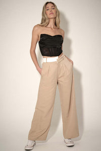 Making Strides Asymmetrical-Waist Pleated Pants - ShopPromesa