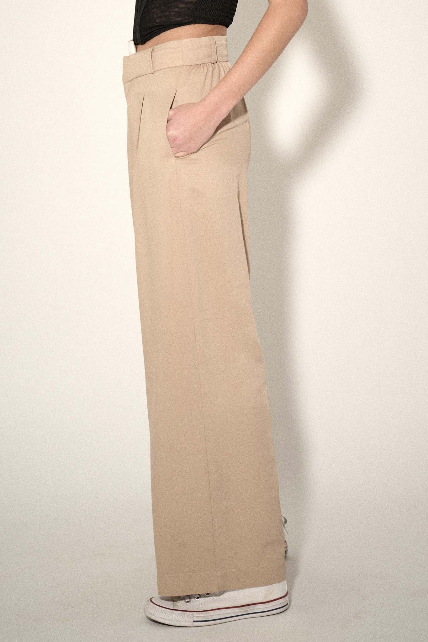 Making Strides Asymmetrical-Waist Pleated Pants - ShopPromesa