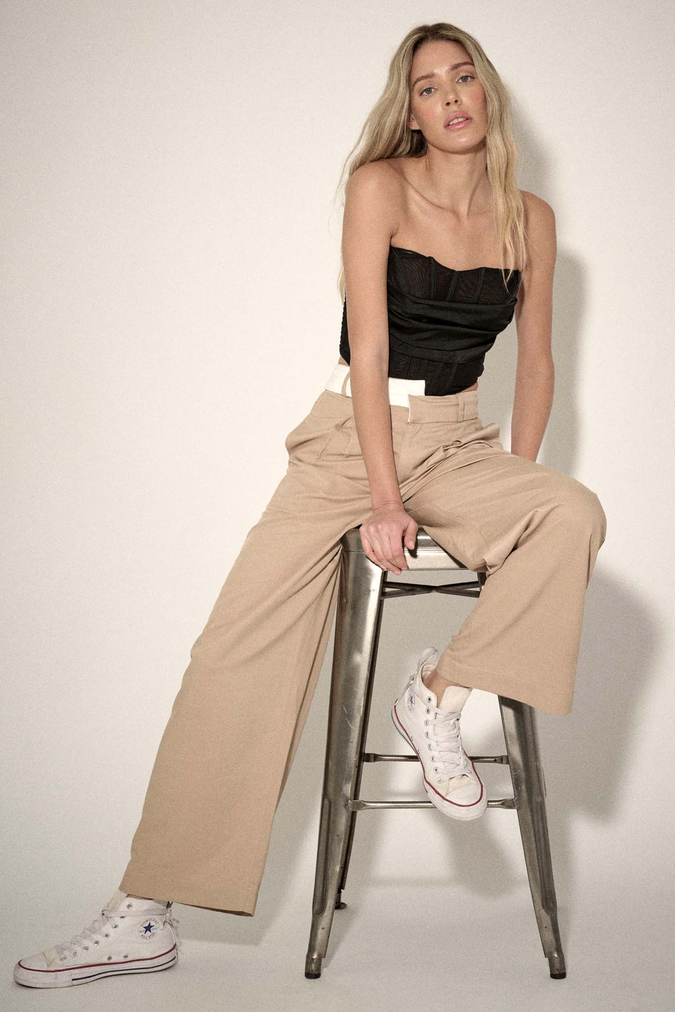 Making Strides Asymmetrical-Waist Pleated Pants - ShopPromesa