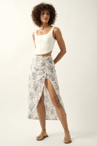 Picking Posies Ruched Floral-Print Midi Skort - ShopPromesa