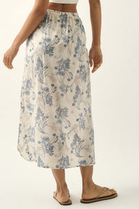 Picking Posies Ruched Floral-Print Midi Skort - ShopPromesa