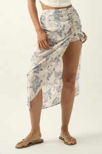 Picking Posies Ruched Floral-Print Midi Skort - ShopPromesa