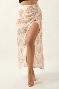 Picking Posies Ruched Floral-Print Midi Skort - ShopPromesa