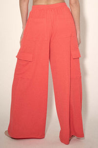 Smocked Jersey Wide-Leg Cargo Lounge Pants - ShopPromesa