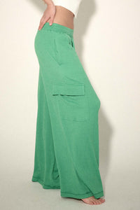 Smocked Jersey Wide-Leg Cargo Lounge Pants - ShopPromesa