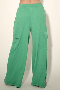 Smocked Jersey Wide-Leg Cargo Lounge Pants - ShopPromesa